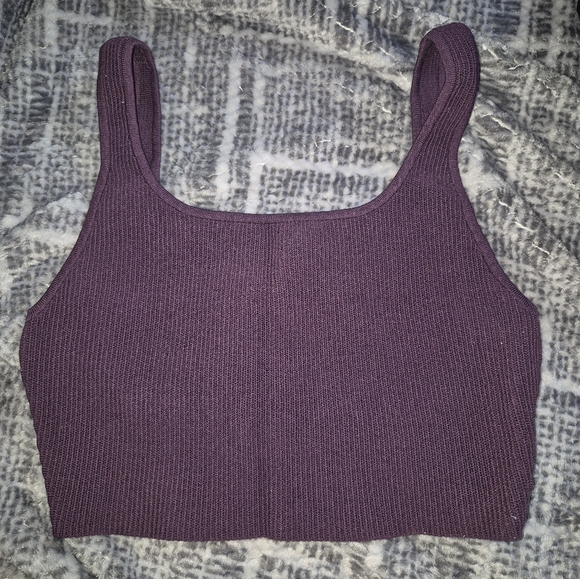 Babaton Deep Purple Ribbed Tank Top - Picture 1 of 3